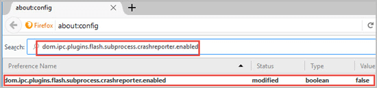 set value into false to disable firefox flash