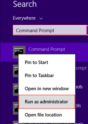 run command prompt as administrator windows 8