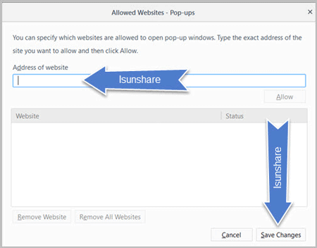 allow website pop ups
