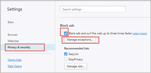 block ads in opera