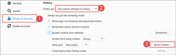 show cookies firefox