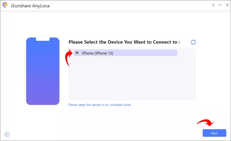 select your iPhone