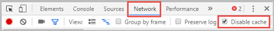 disable cache through developer tools