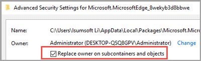 replace owner on subcontainers and objects