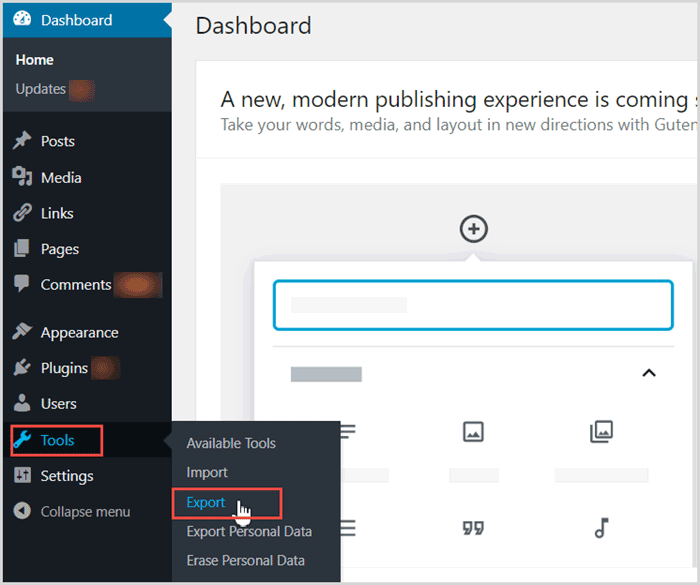 dashboard tools export