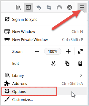 Connection settings in Firefox