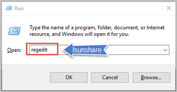run regedit to open registry
