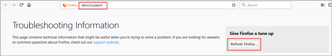 refresh firefox in troubleshooting information