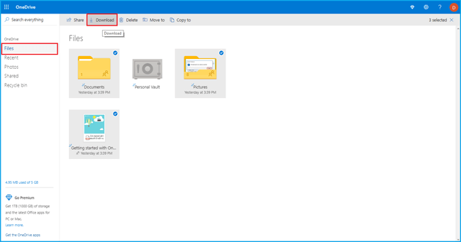 download files from onedrive