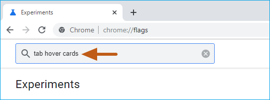 search tab hover cards in flags page