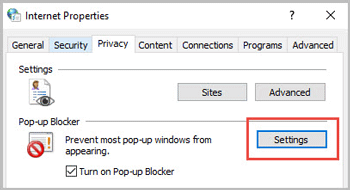 open settings in privacy tab