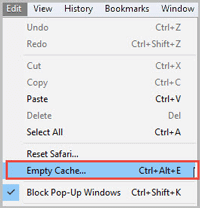in empty cache window to clear cache completely