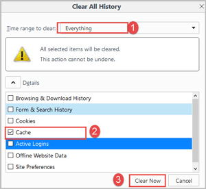 select everything as time range to clear cache