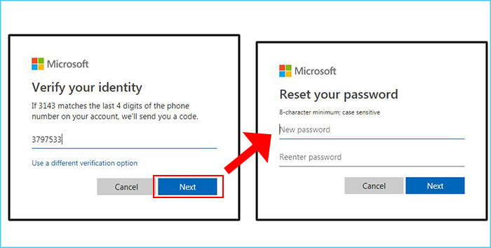  enter the code to reset Hotmail password
