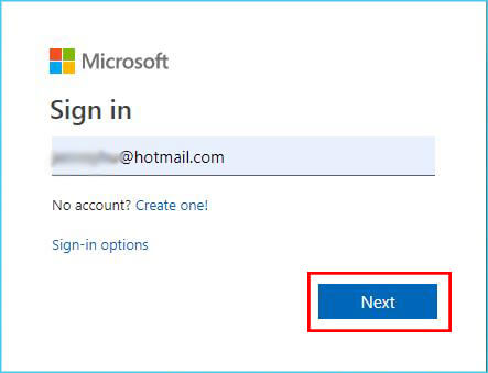 sign in with Hotmail account