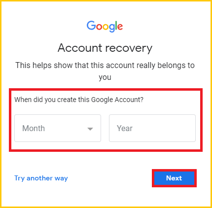 security question of Gmail account