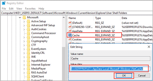 set the value data in registry