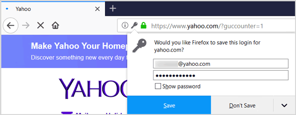 would you like firefox to save this login password