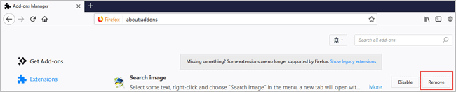 remove firefox add ons