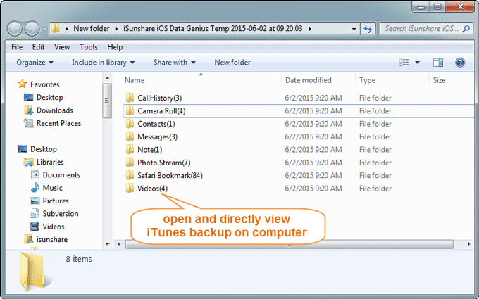 directly view itunes backup file on computer
