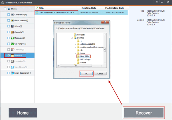 preview and recover iPhone notes from iTunes backup with iPhone note recovery tool