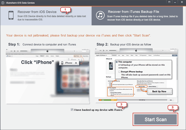 récupération de photo iphone en scannant l'iphone avec l'outil de récupération de photo iphone