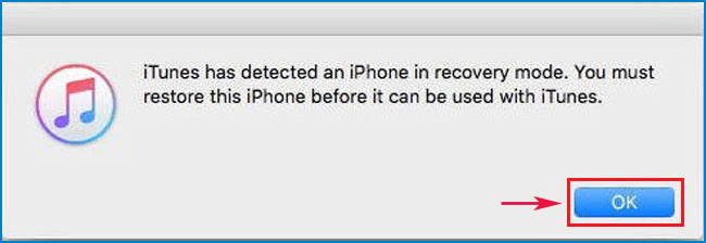 click ok to restore your iphone