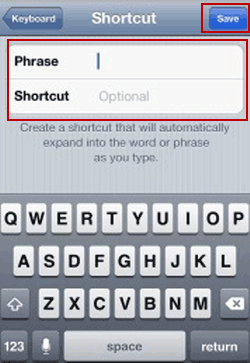 set and save phrase and shortcut