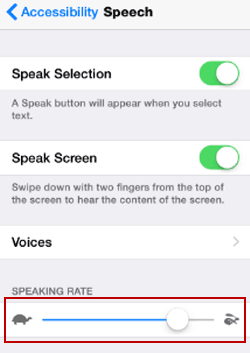 Adjust Speaking Rate of Speak Selection or Speak Screen in iPhone or iPad
