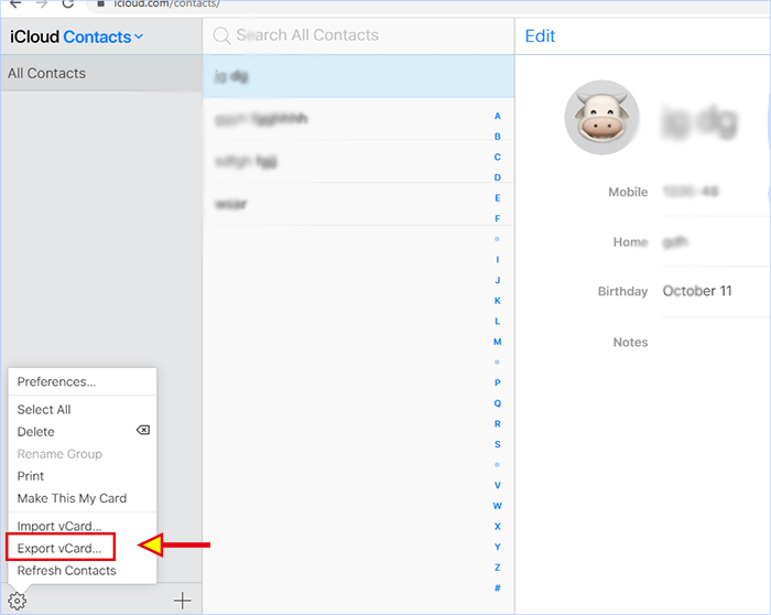 backup contacts to PC via iCloud