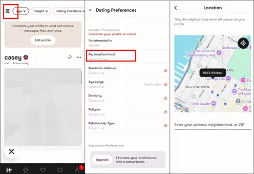 change Hinge location via preference