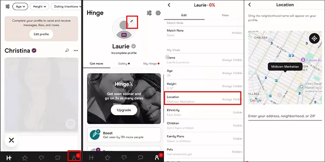 change Hinge location via profile setting