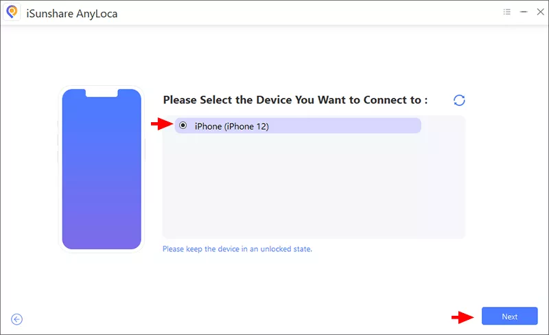 select your iPhone