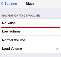 choose navigation voice volume
