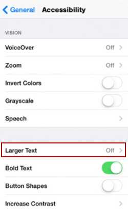 text ios change different larger general procedure accessibility drag slider sizes turn