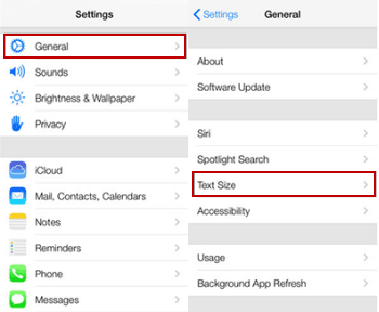 open text size in general