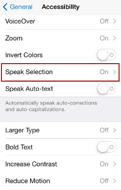 enter speak selection