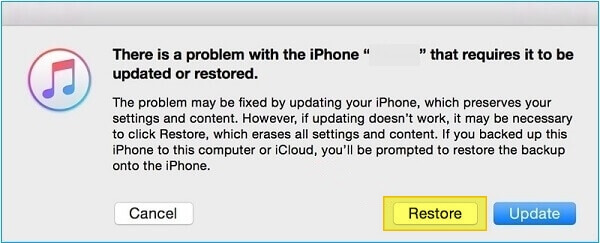 click restore iphone in itunes