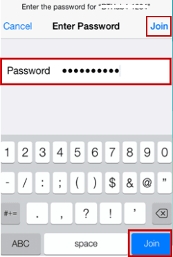 enter password and tap join
