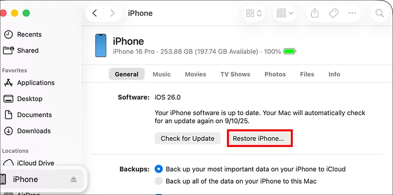 restore iPhone