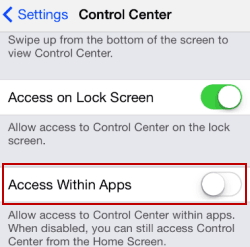 turn off access within apps