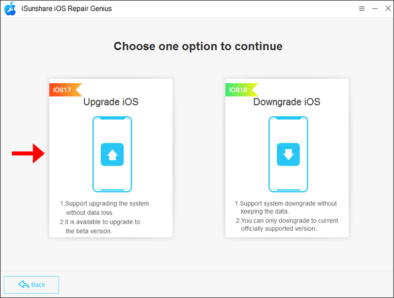 select upgrade iOS