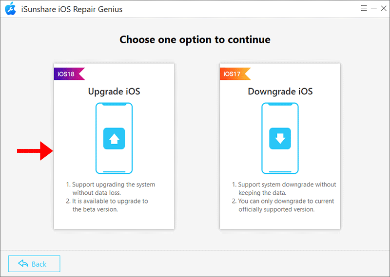 select upgrade iOS