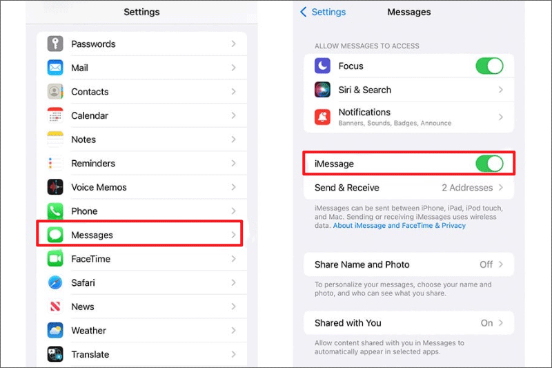 Enable iMessage