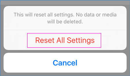 reset all settings