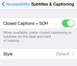 enable closed captions and sdh