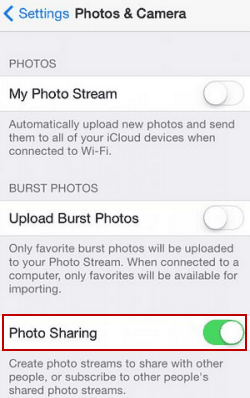 turn on photo sharing