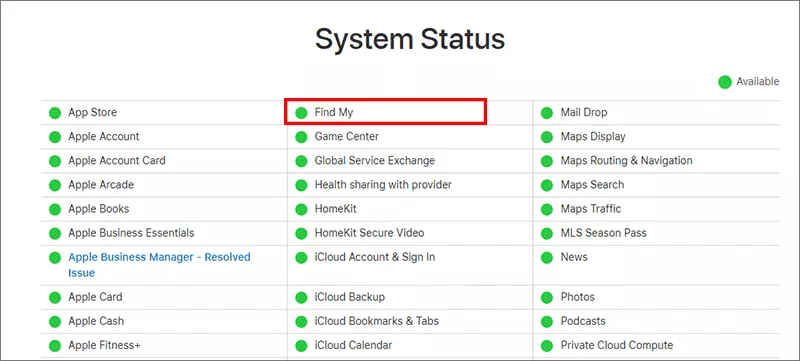 check Apple system status
