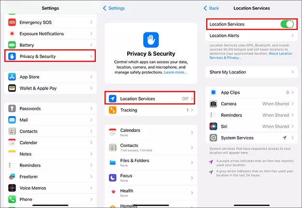 enable location services