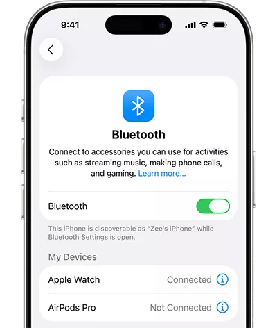 iPhone Bluetooth setting